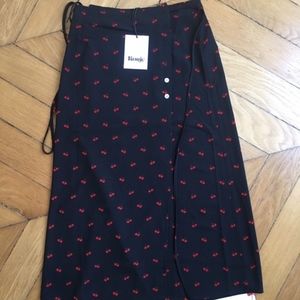 Rouje Cherry Print Gloria Wrap Skirt NWT Size 36